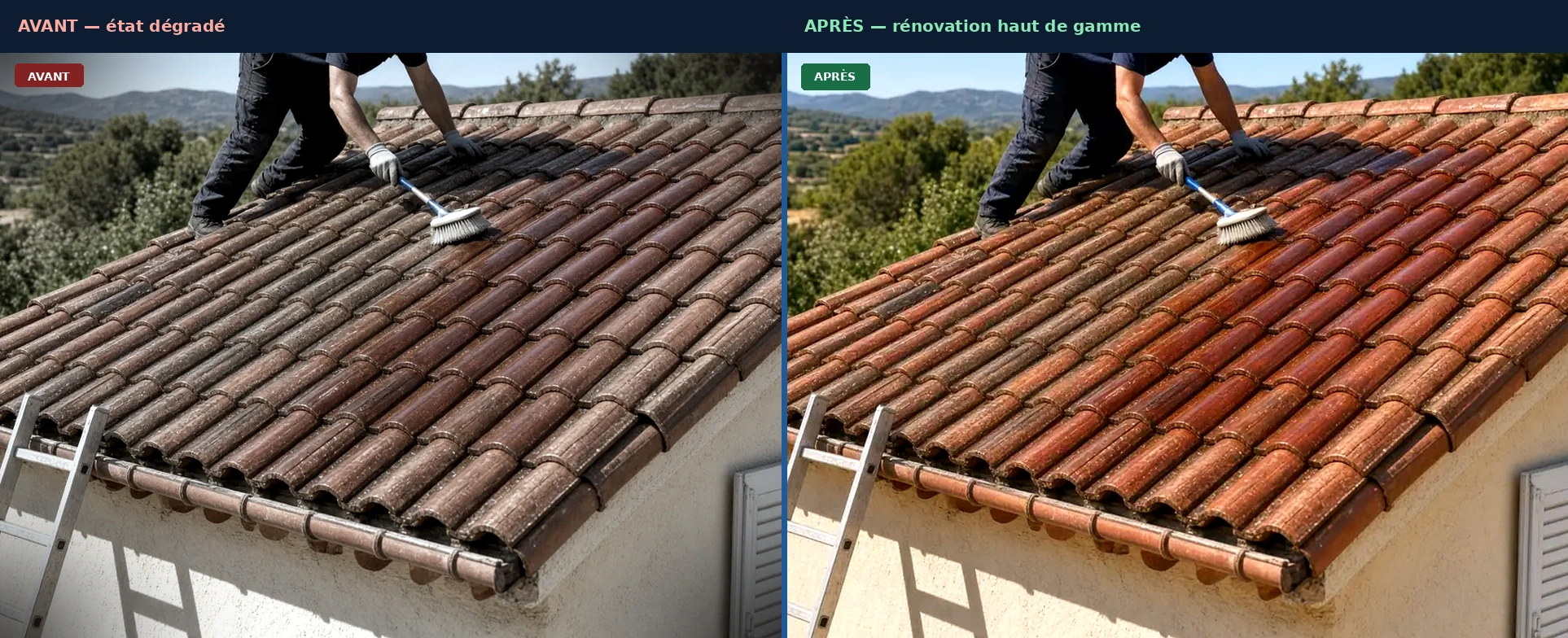 Avant/après nettoyage toiture