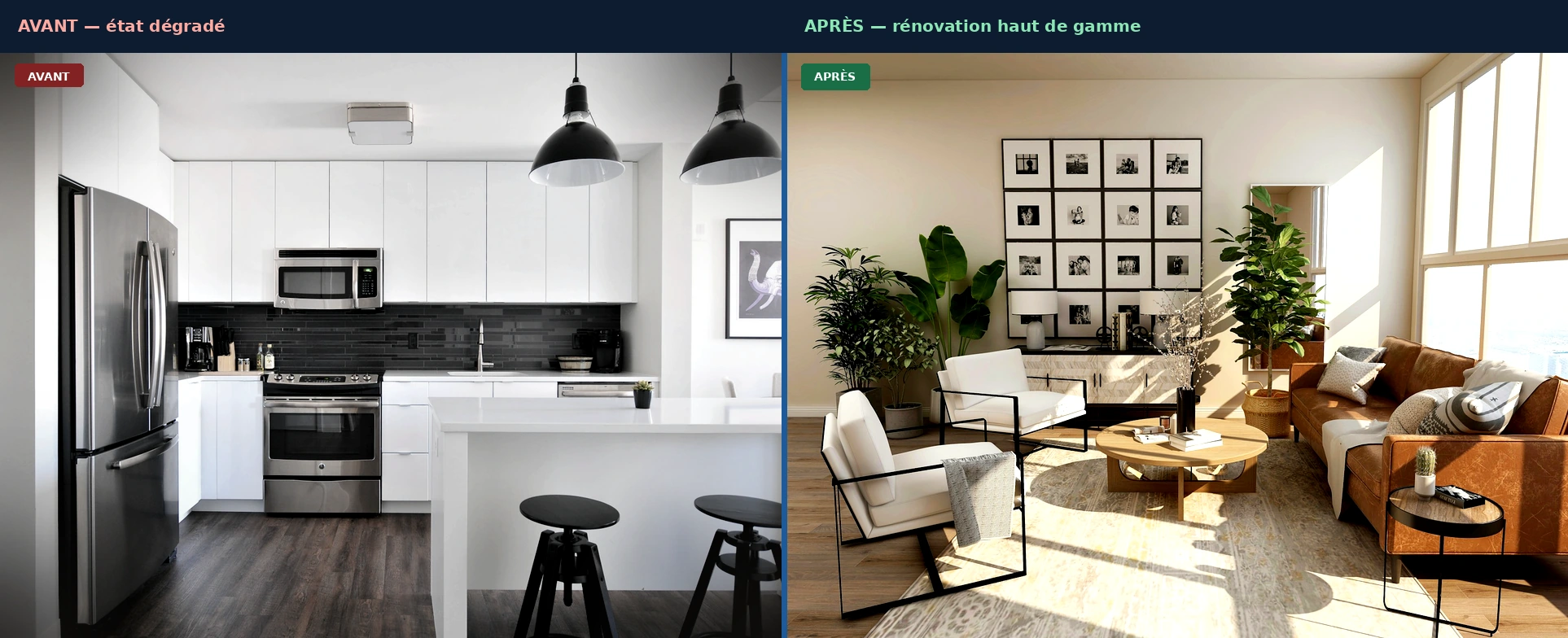 Avant/après rénovation salon